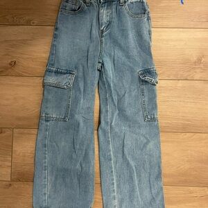 Girls Blue Cargo Jeans
